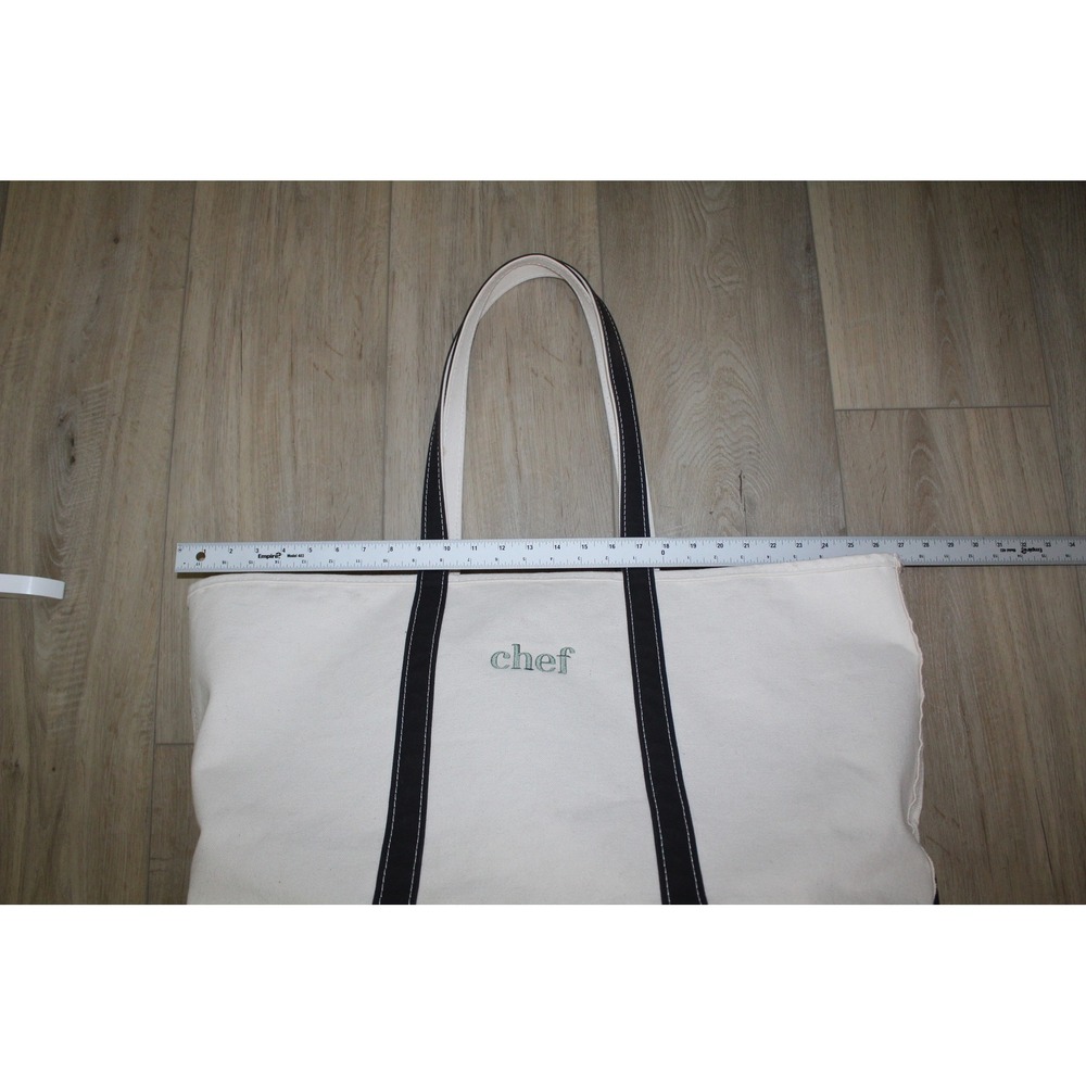 LL Bean Boat and Tote XL Long Canvas Bag Black Cream Chef Embroidery Made in USA - Picture 11 of 14